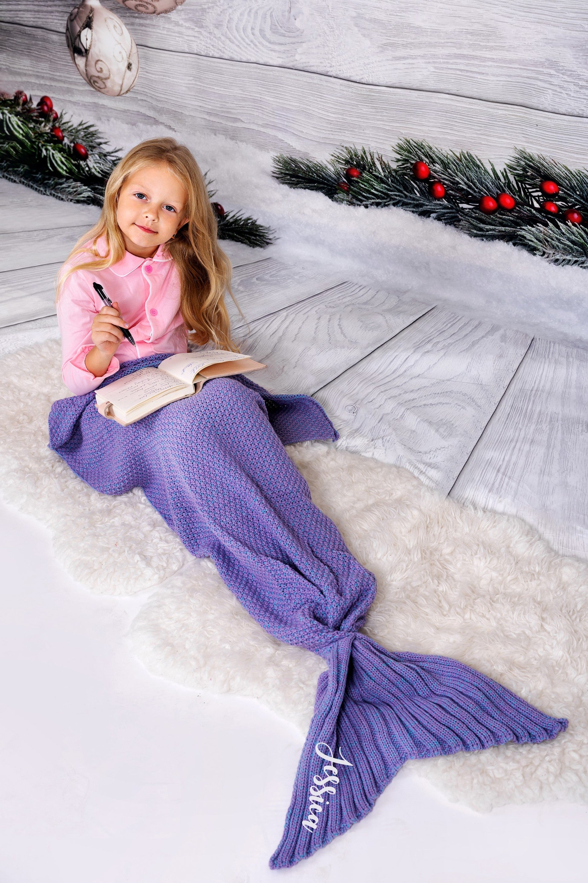 Kids Mermaid Tail Blanket - One Size / Lavender - Kids 
