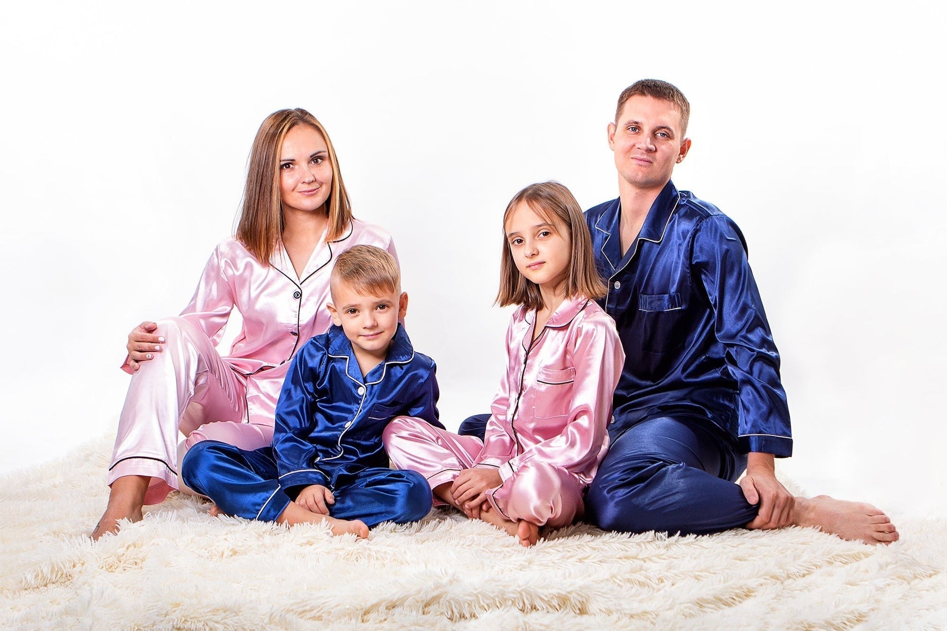 Christmas Family Matching Satin Pajama Sets Long Sleeves + 