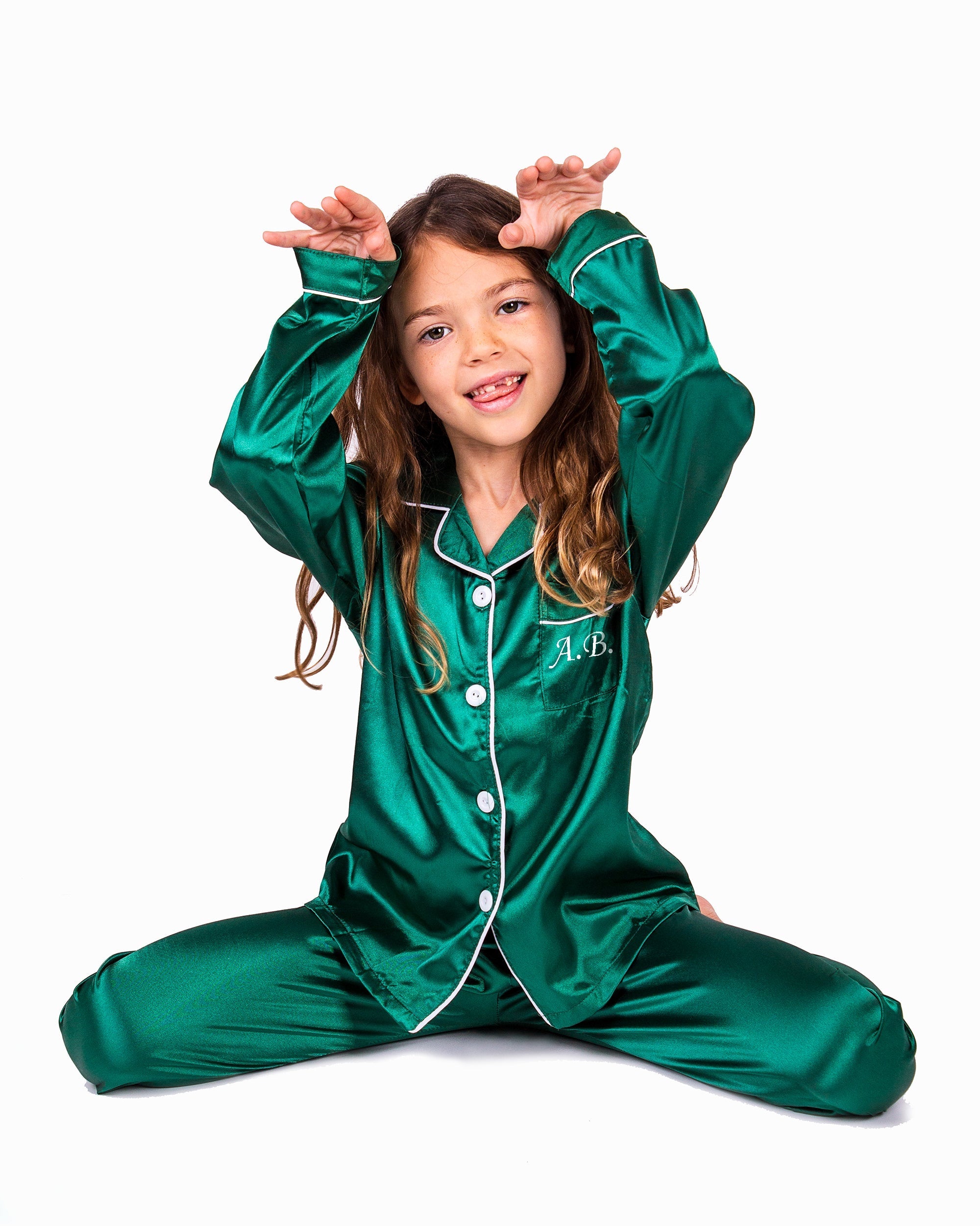 Customized Kids Satin Pjs for Parties Long Sleeves Pants