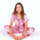 Kids Unisex Satin Customized Pajama Sets Short Sleeves + 