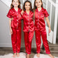 Kids Unisex Satin Customized Pajama Sets Short Sleeves + 