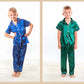Kids Unisex Satin Customized Pajama Sets Short Sleeves + 
