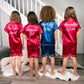 Kids Unisex Satin Customized Pajama Sets Short Sleeves + 
