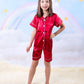 Kids Unisex Satin Customized Pajama Sets Short Sleeves + 