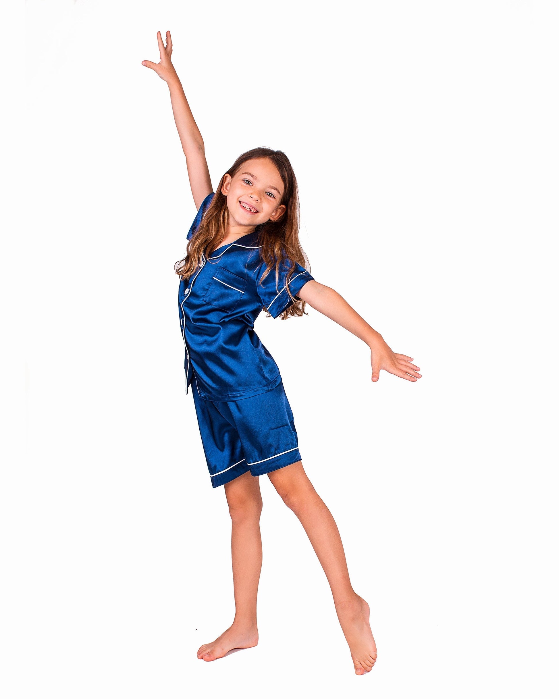 Kids Unisex Satin Customized Pajama Sets Short Sleeves + 