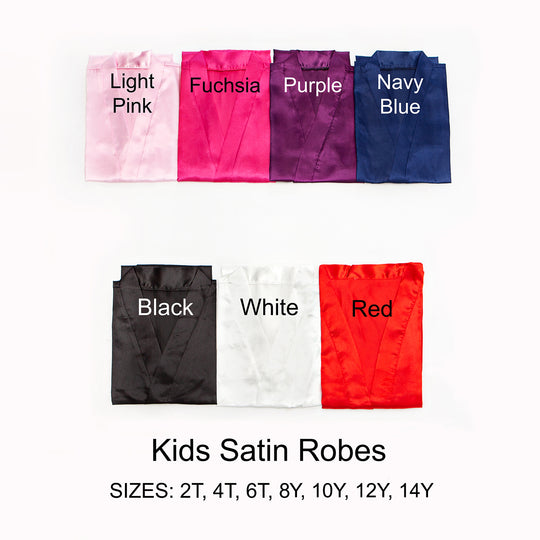 Set of 7 Flower Girl Kids Satin Robes-Script