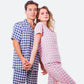 Custom Plaid 100% Cotton Pajama Set Short Sleeve + Pants