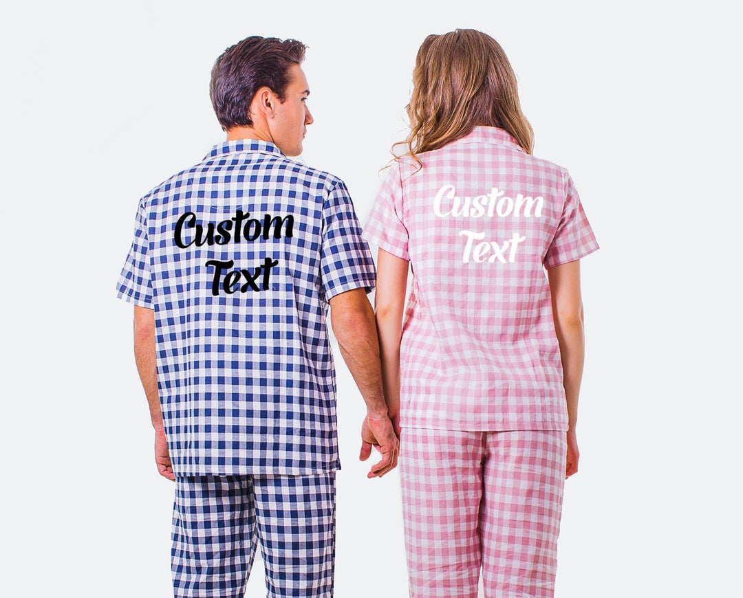 Custom Plaid Cotton Matching Pajamas Set