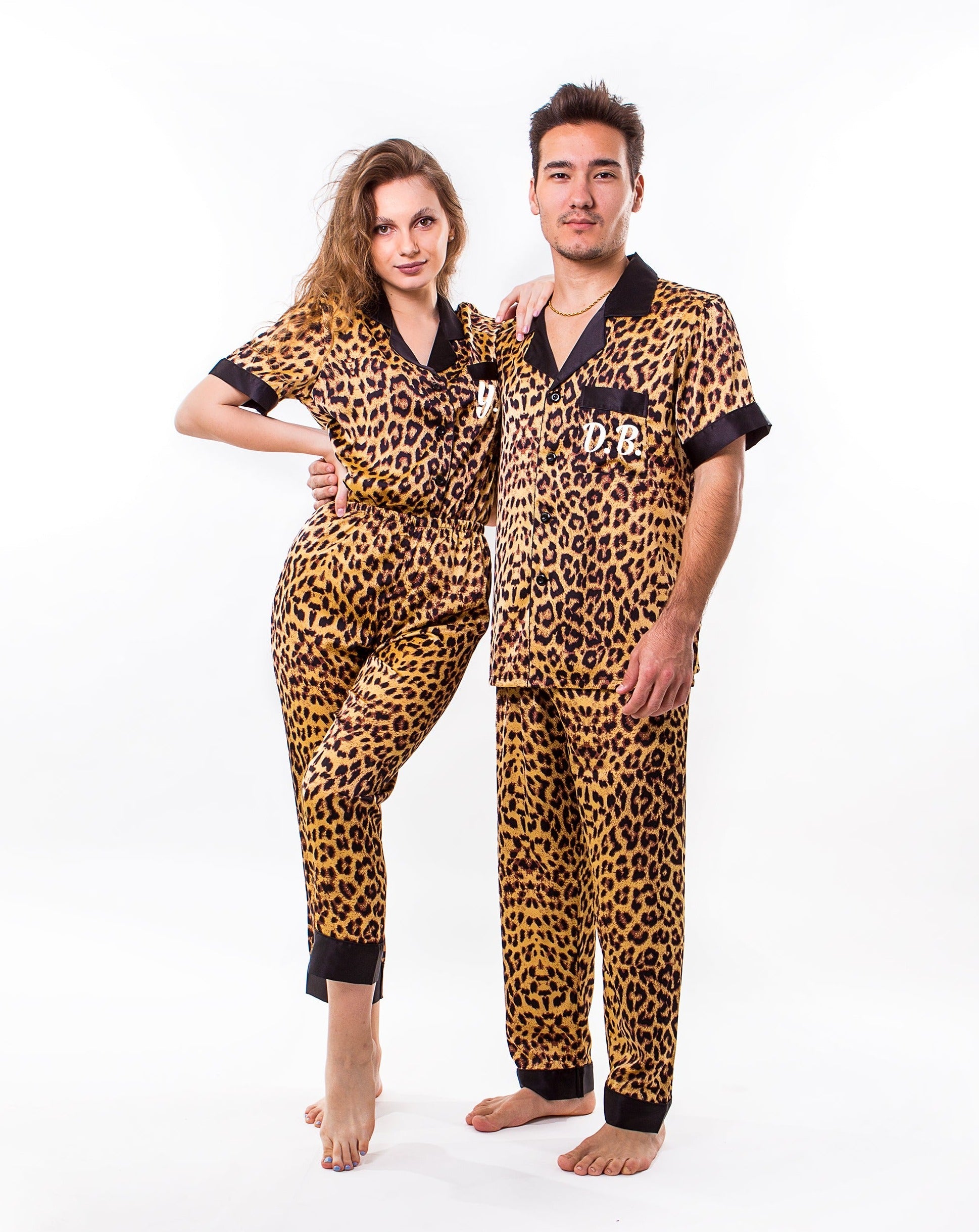 Leopard print satin online pajamas