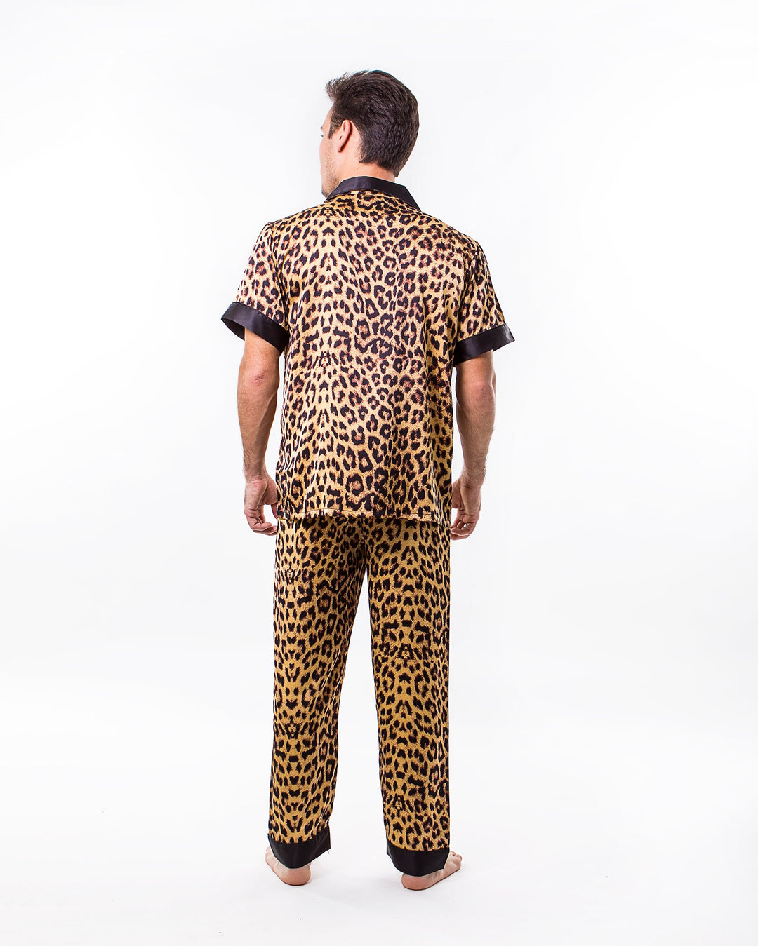 Leopard Print Satin Pajama Set - women’s pajama