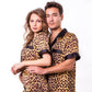 Leopard Print Satin Pajama Set - women’s pajama