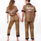 Leopard Print Satin Pajama Set - women’s pajama