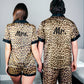 Leopard Print Satin Pajama Set - women’s pajama