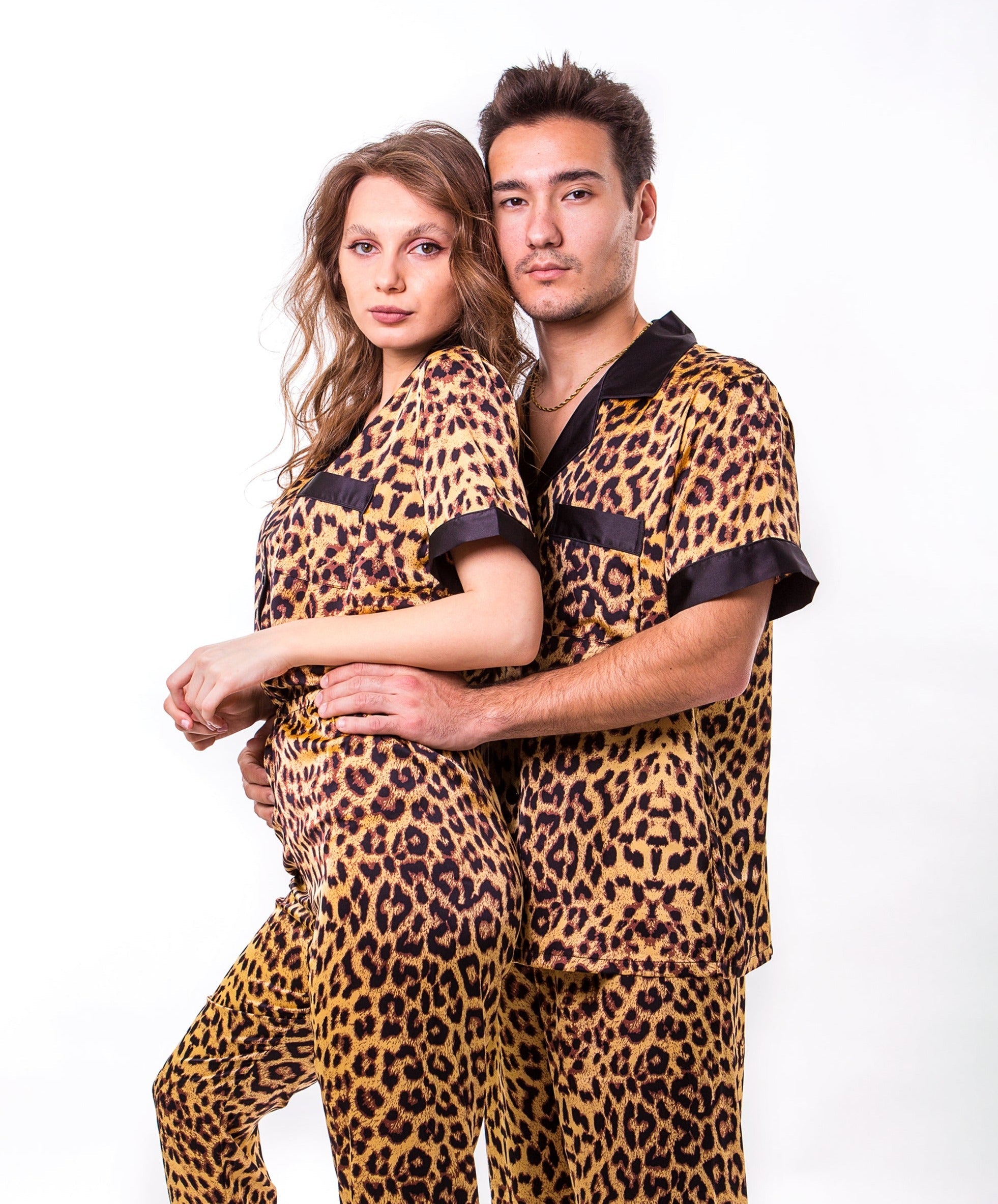 Satin leopard pajama discount set