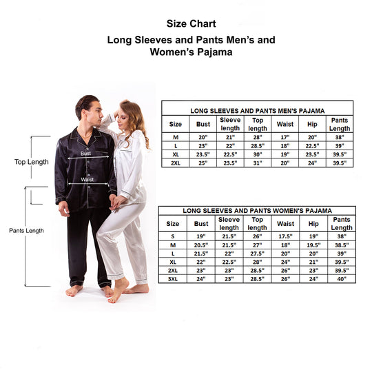 Matching Satin Pajama Sets for Couple Long Sleeves + Pants – Sunny Boutique  Miami