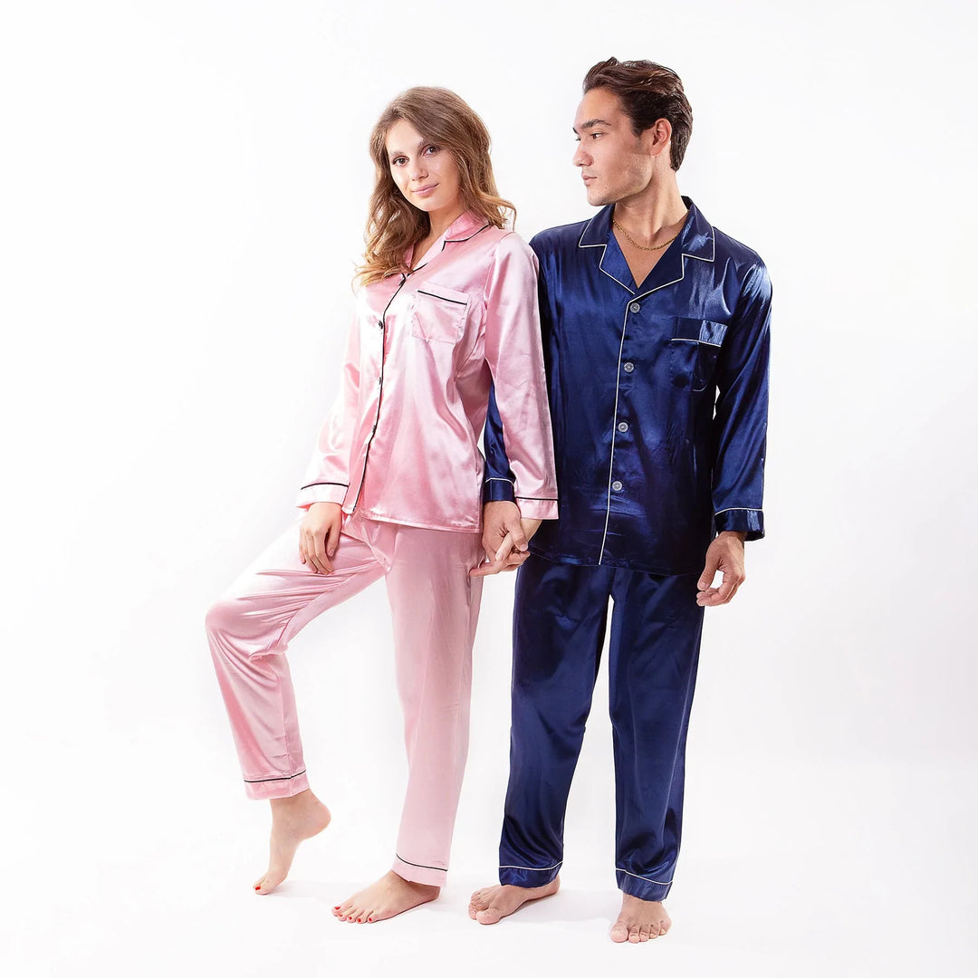 Sleepwear Women's Couple Pajamas Pijamas Women Satin Pyjama Woman