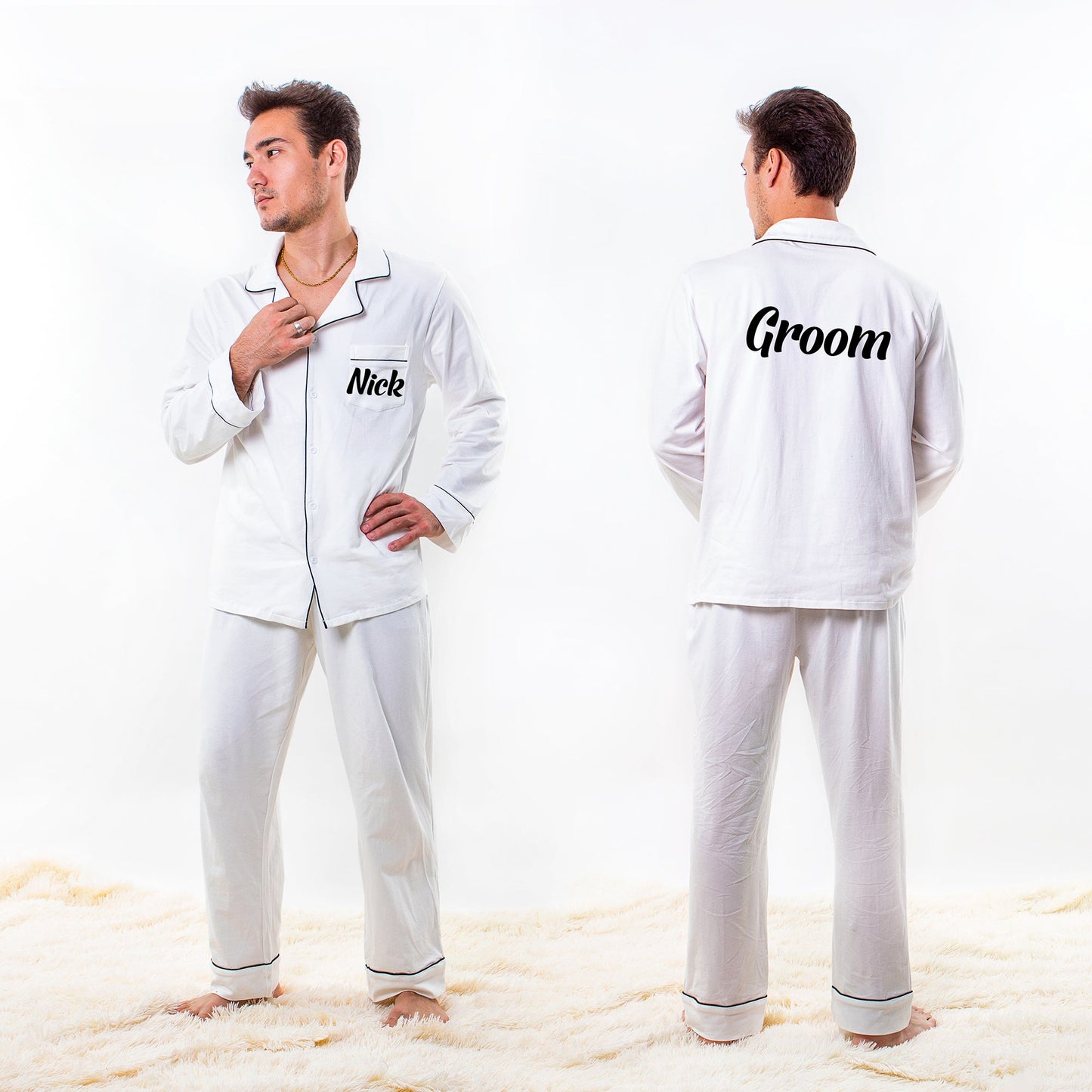 Men’s Cotton Pajama Set - S / White - Men’s Pajamas