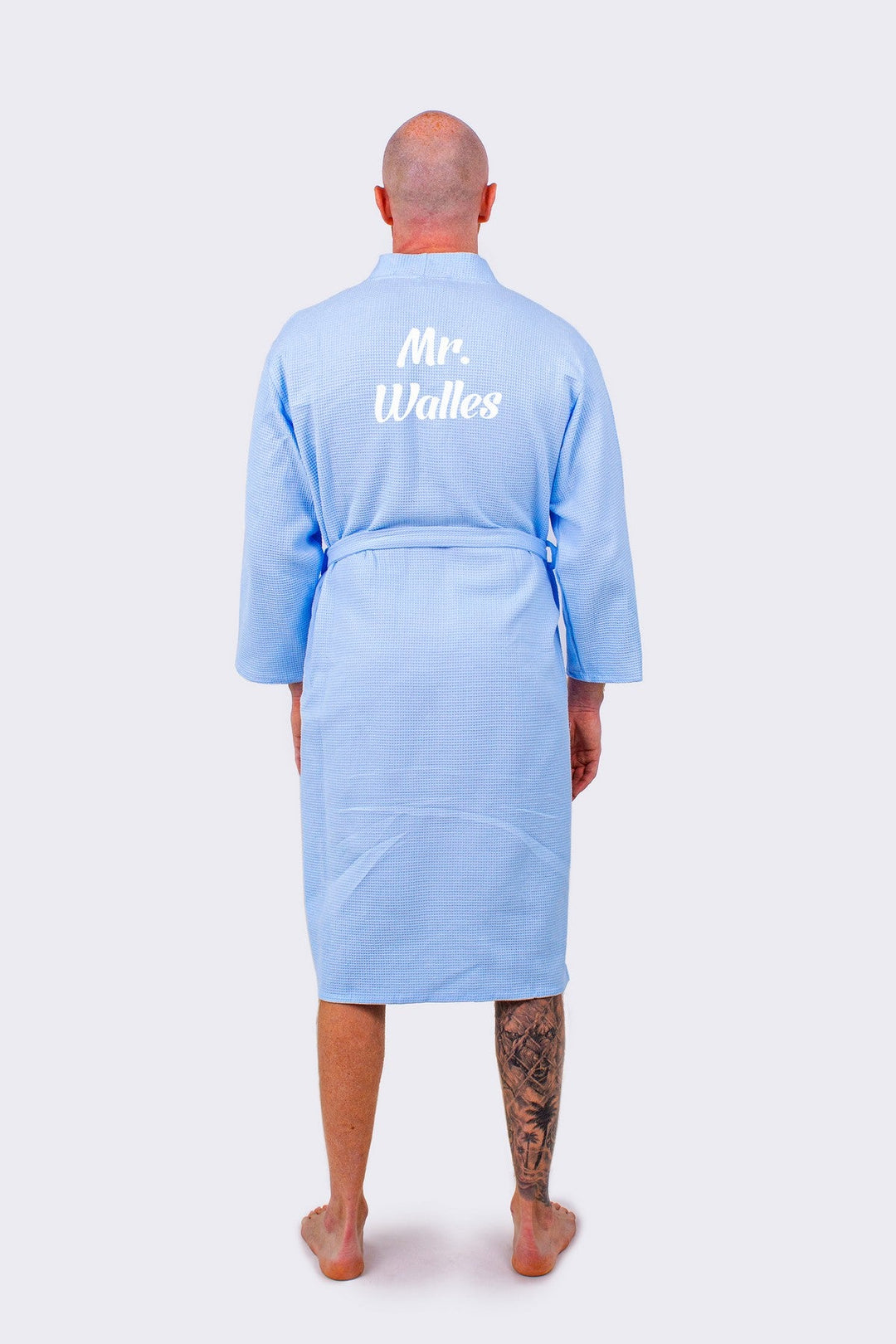 Men’s Custom Long Cotton Waffle Robe - men’s robes