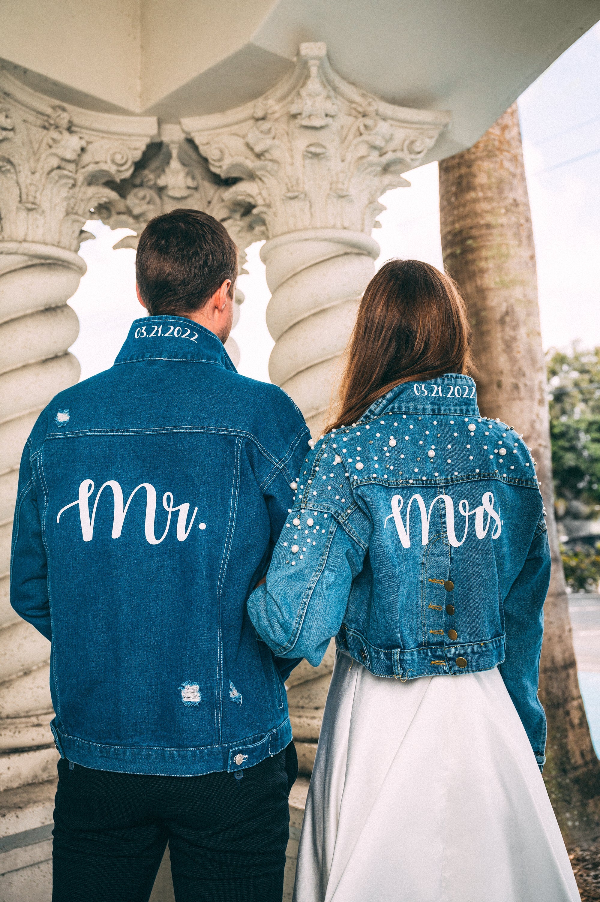 Bride and clearance groom denim jackets