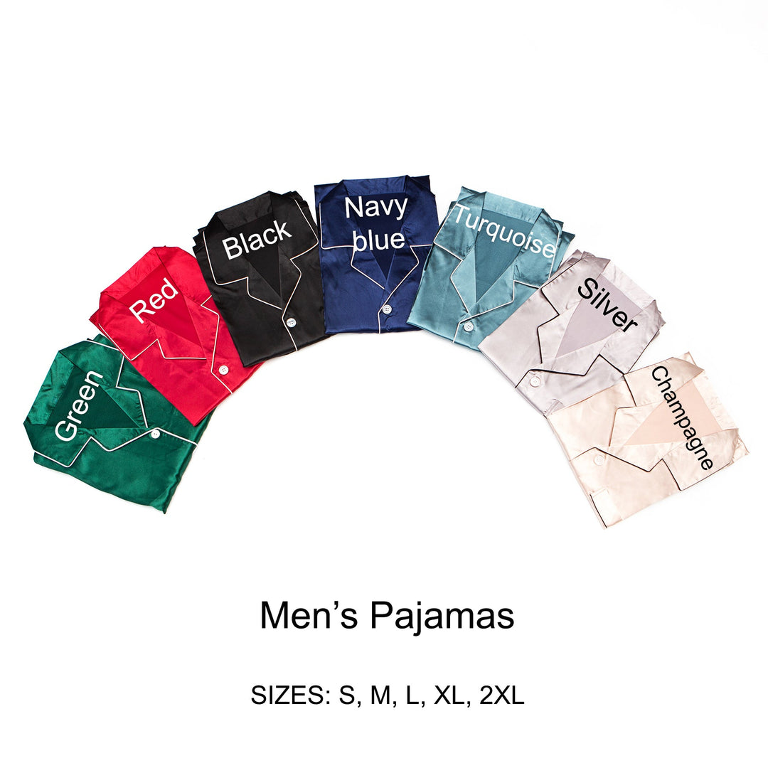 Men’s Satin Pajama Set Long Sleeves + Pants - Men’s Pajamas