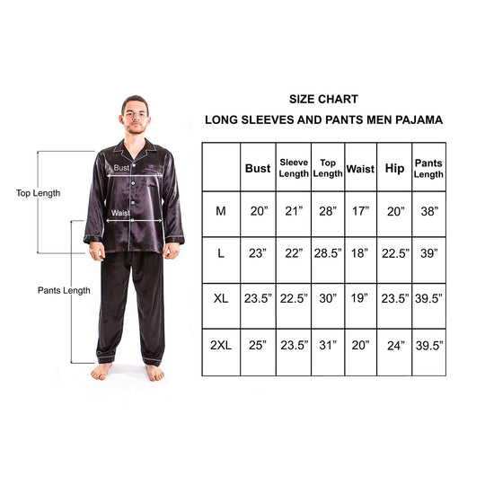 Men’s Satin Pajama Set Long Sleeves + Pants - Men’s Pajamas