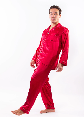 Men’s Satin Pajama Set Long Sleeves + Pants - Men’s Pajamas