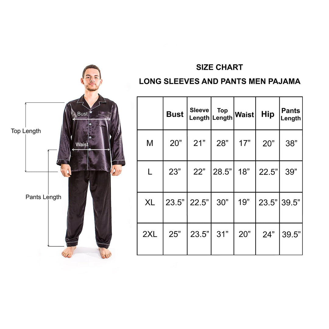 Men’s Satin Pajama Set Long Sleeves + Pants - Men’s Pajamas