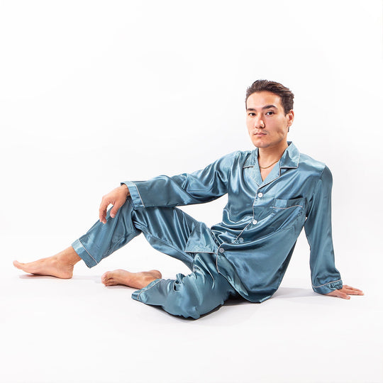 Men’s Satin Pajama Set Long Sleeves + Pants - Men’s Pajamas