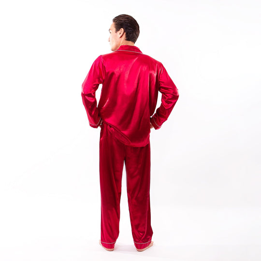 Men’s Satin Pajama Set Long Sleeves + Pants - Men’s Pajamas