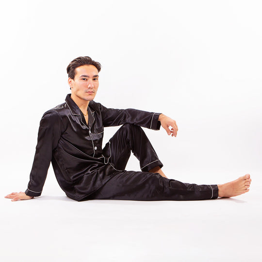 Men’s Satin Pajama Set Long Sleeves + Pants - Men’s Pajamas