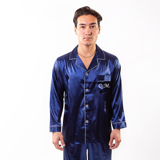 Men’s Satin Pajama Set Long Sleeves + Pants - Men’s Pajamas