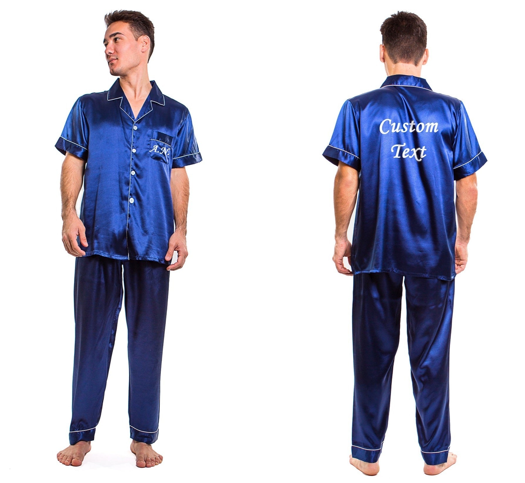 Men’s Satin Pajama Set Short Sleeves + Pants - Men’s Pajamas