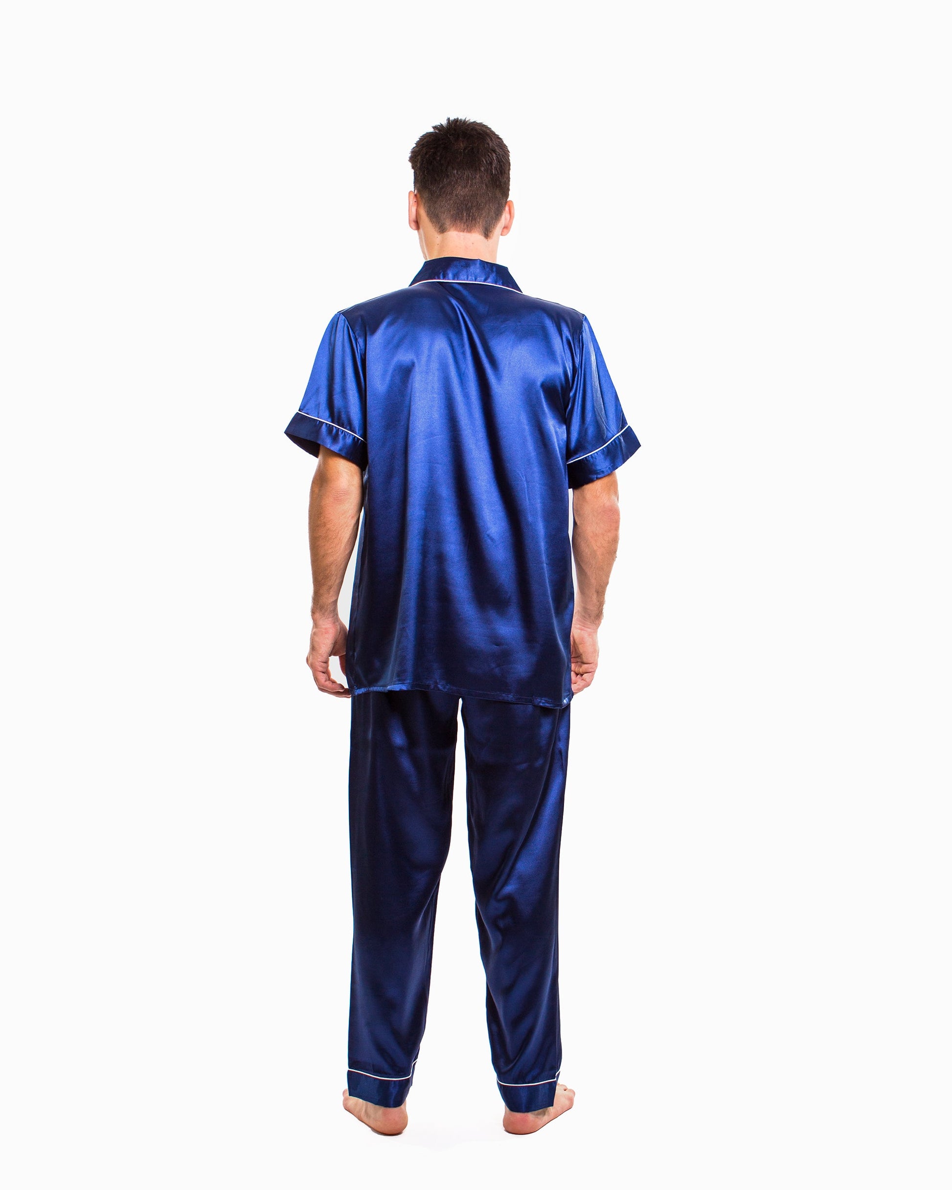 Men’s Satin Pajama Set Short Sleeves + Pants - Men’s Pajamas