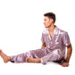 Men’s Satin Pajama Set Short Sleeves + Pants - Men’s Pajamas
