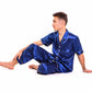 Men’s Satin Pajama Set Short Sleeves + Pants - Men’s Pajamas