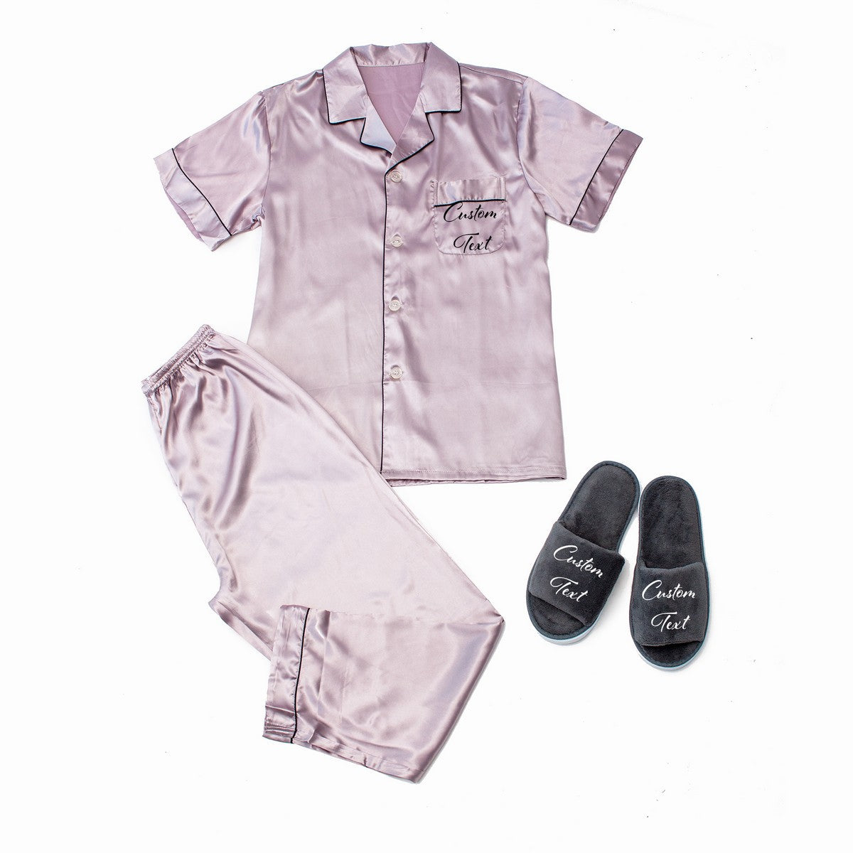 Men’s Satin Pajama Set Short Sleeves + Pants - Men’s Pajamas