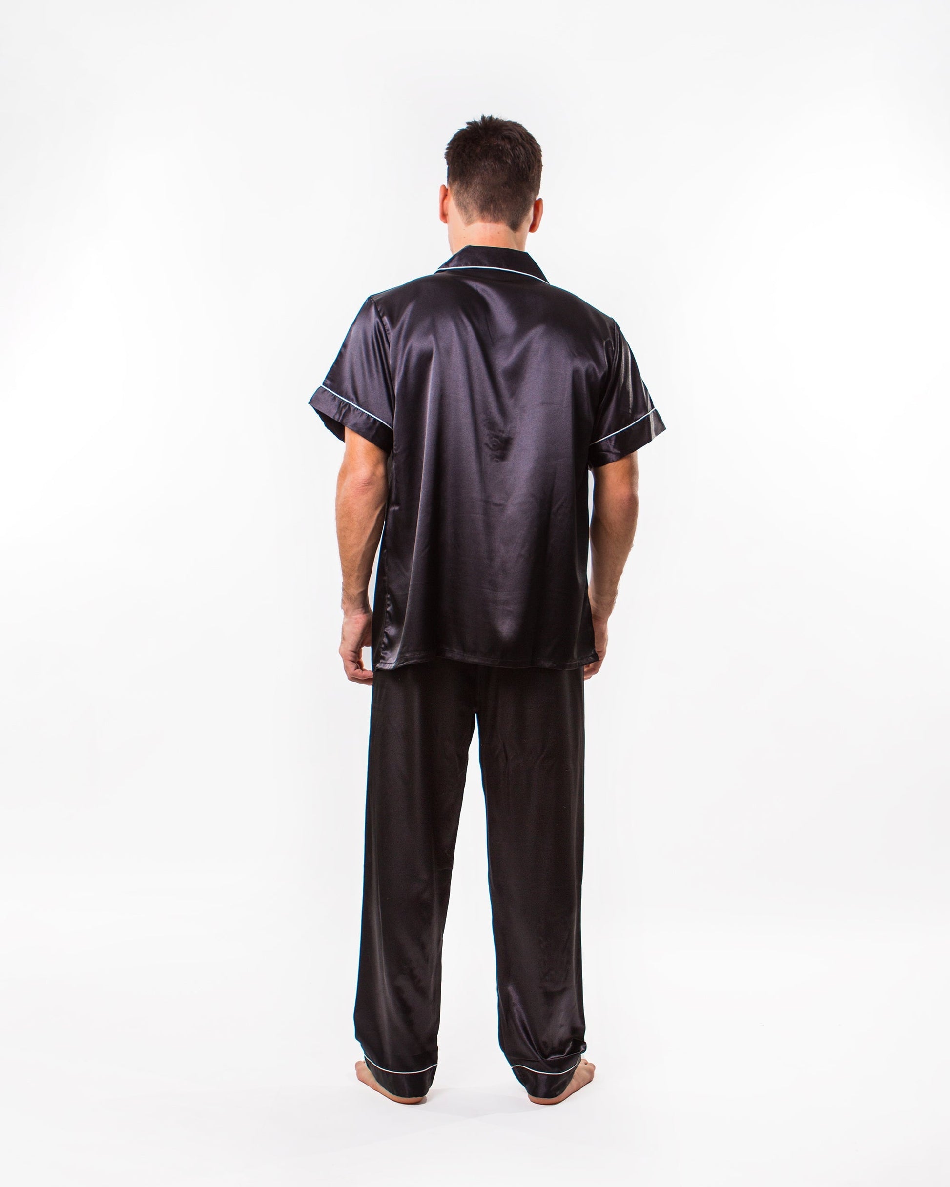 Men’s Satin Pajama Set Short Sleeves + Pants - Men’s Pajamas