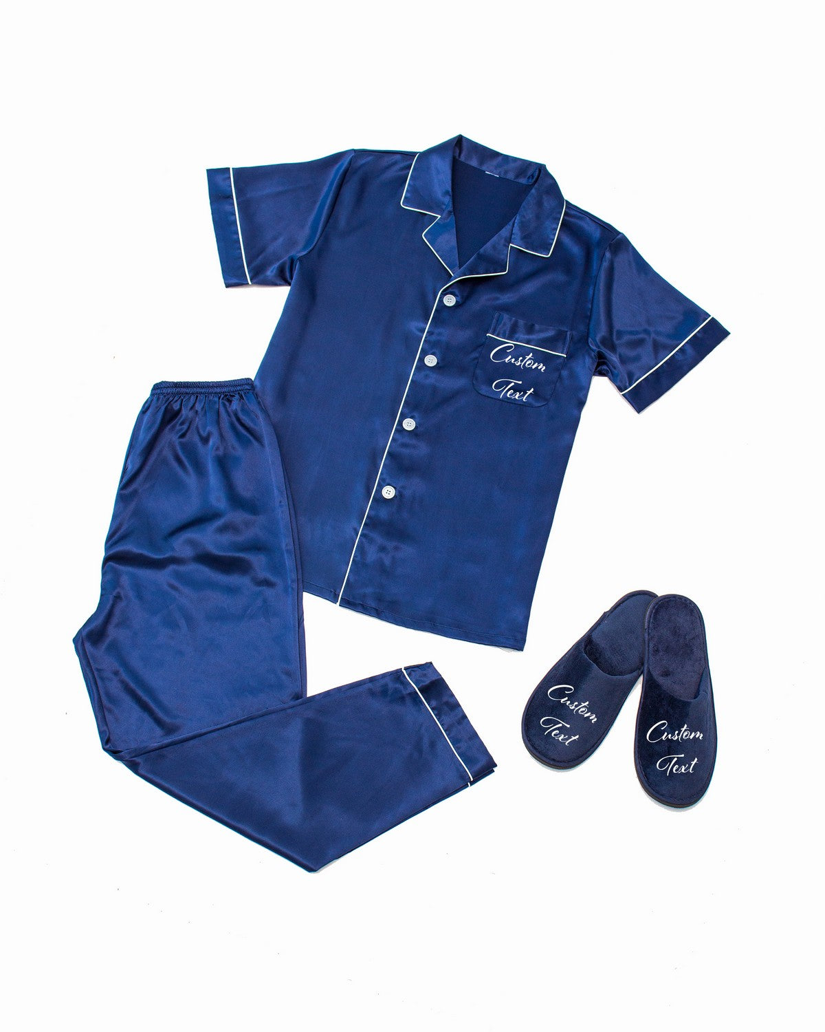 Men’s Satin Pajama Set Short Sleeves + Pants - Men’s Pajamas