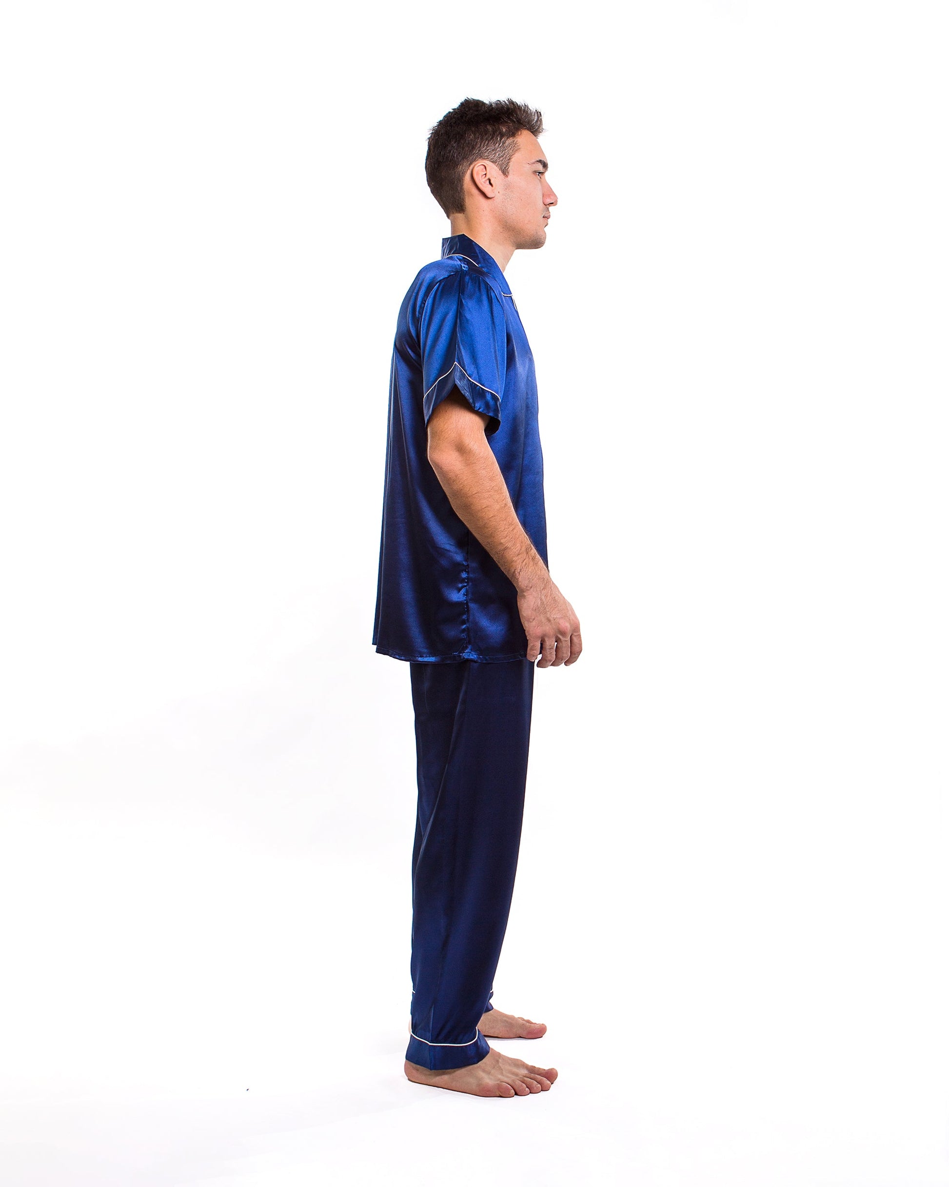 Men’s Satin Pajama Set Short Sleeves + Pants - Men’s Pajamas