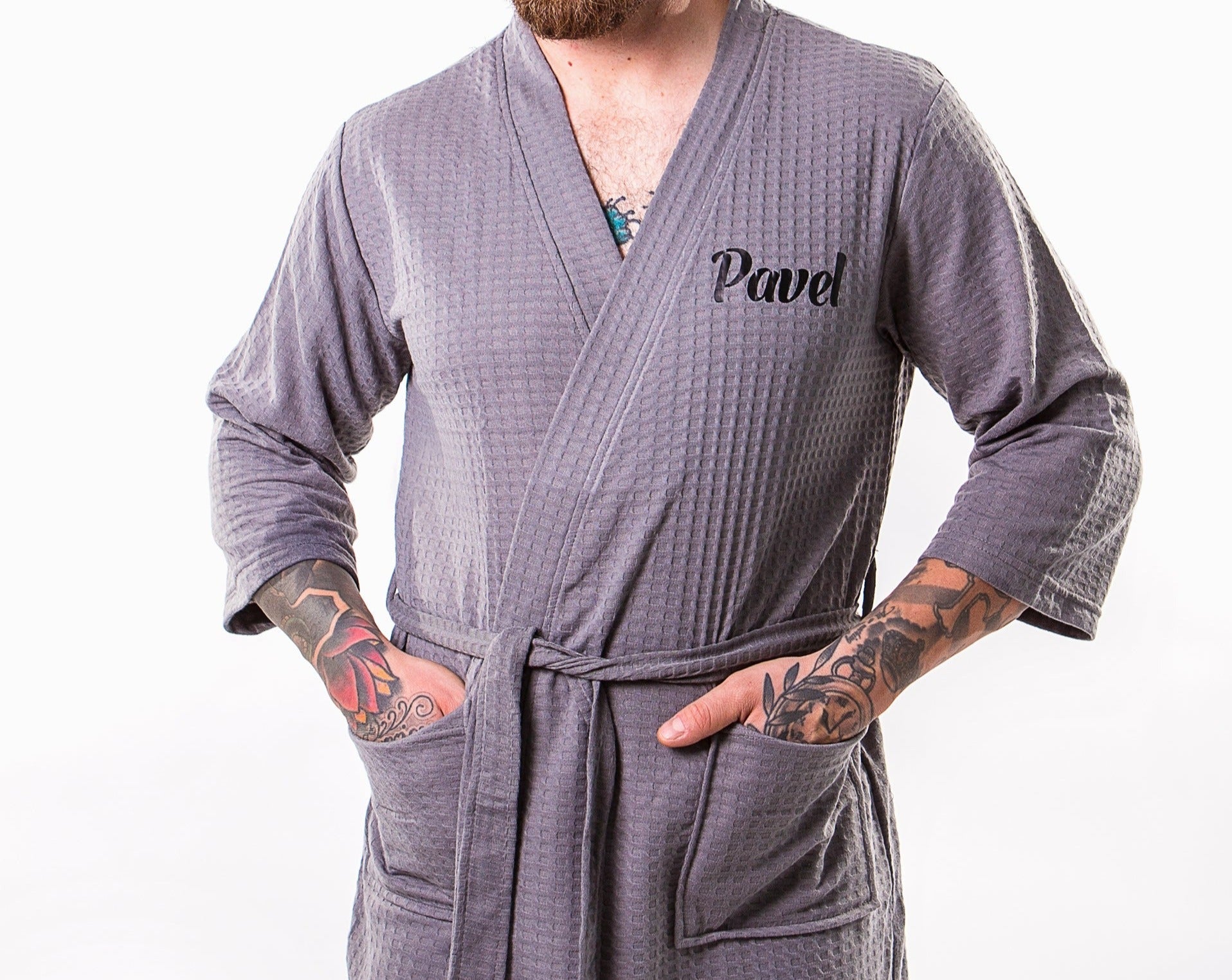 Men’s Waffle Knit Customized Robes - men’s robes