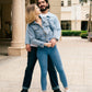 Mr and Mrs Custom Denim Jackets for Groom and Bride - pearls