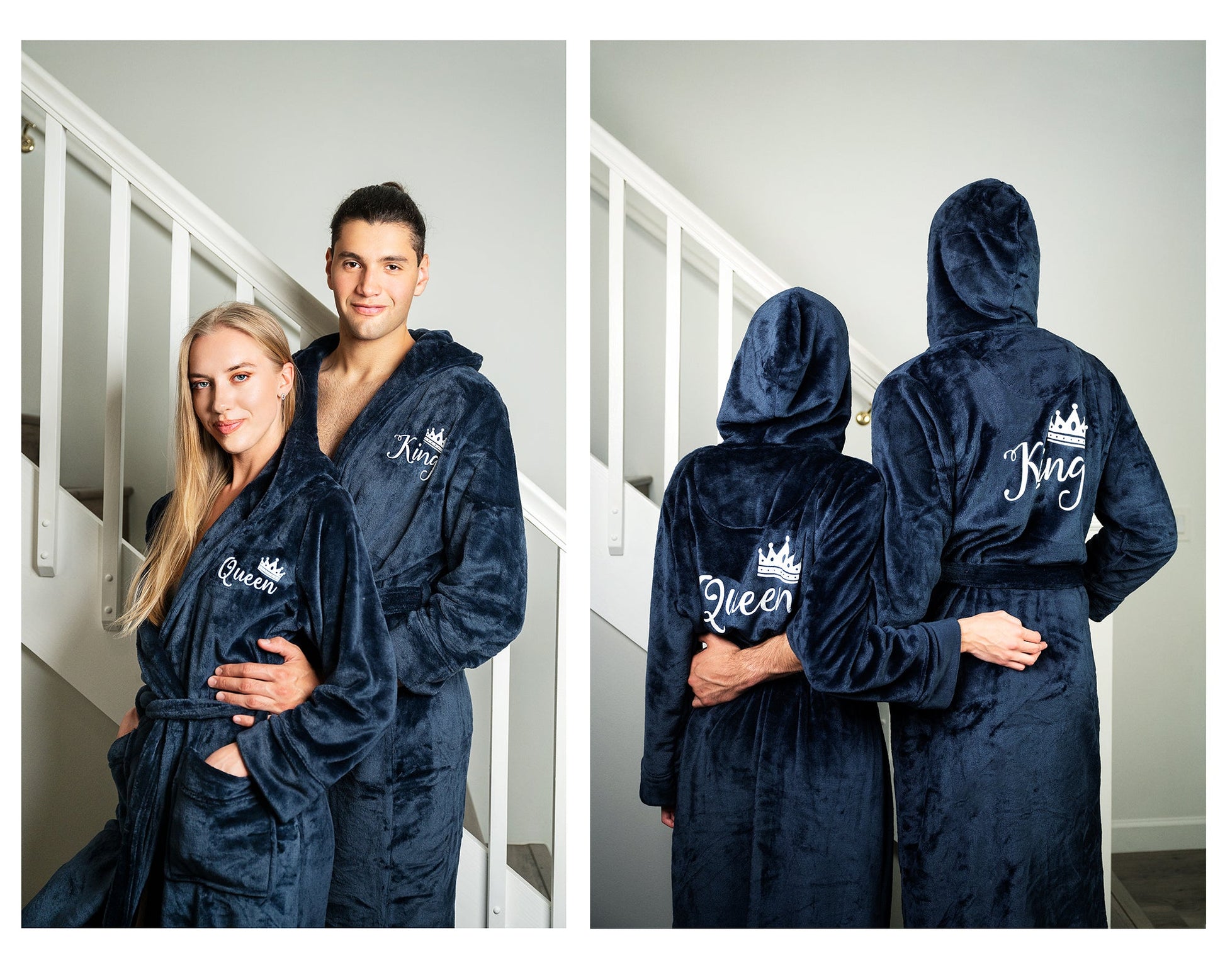 Mr and Mrs Custom Hooded Long Bathrobes - custom bathrobes