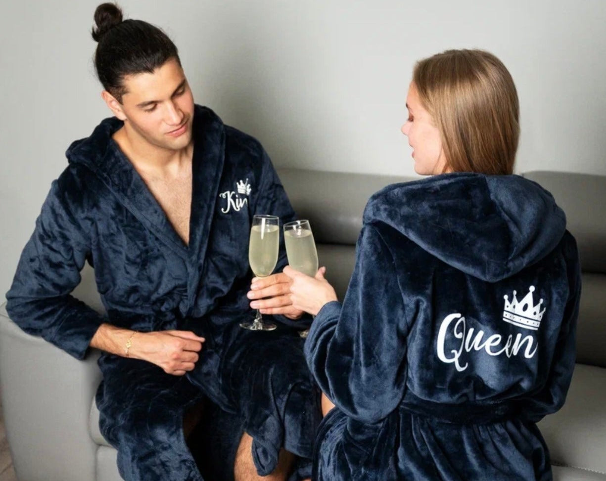 Mr and Mrs Custom Hooded Long Bathrobes - custom bathrobes