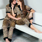 Mr and Mrs Leopard Print Satin Pajamas for Couple - Pajamas 