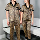 Mr and Mrs Leopard Print Satin Pajamas for Couple - Pajamas 