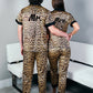 Mr and Mrs Leopard Print Satin Pajamas for Couple - Pajamas 