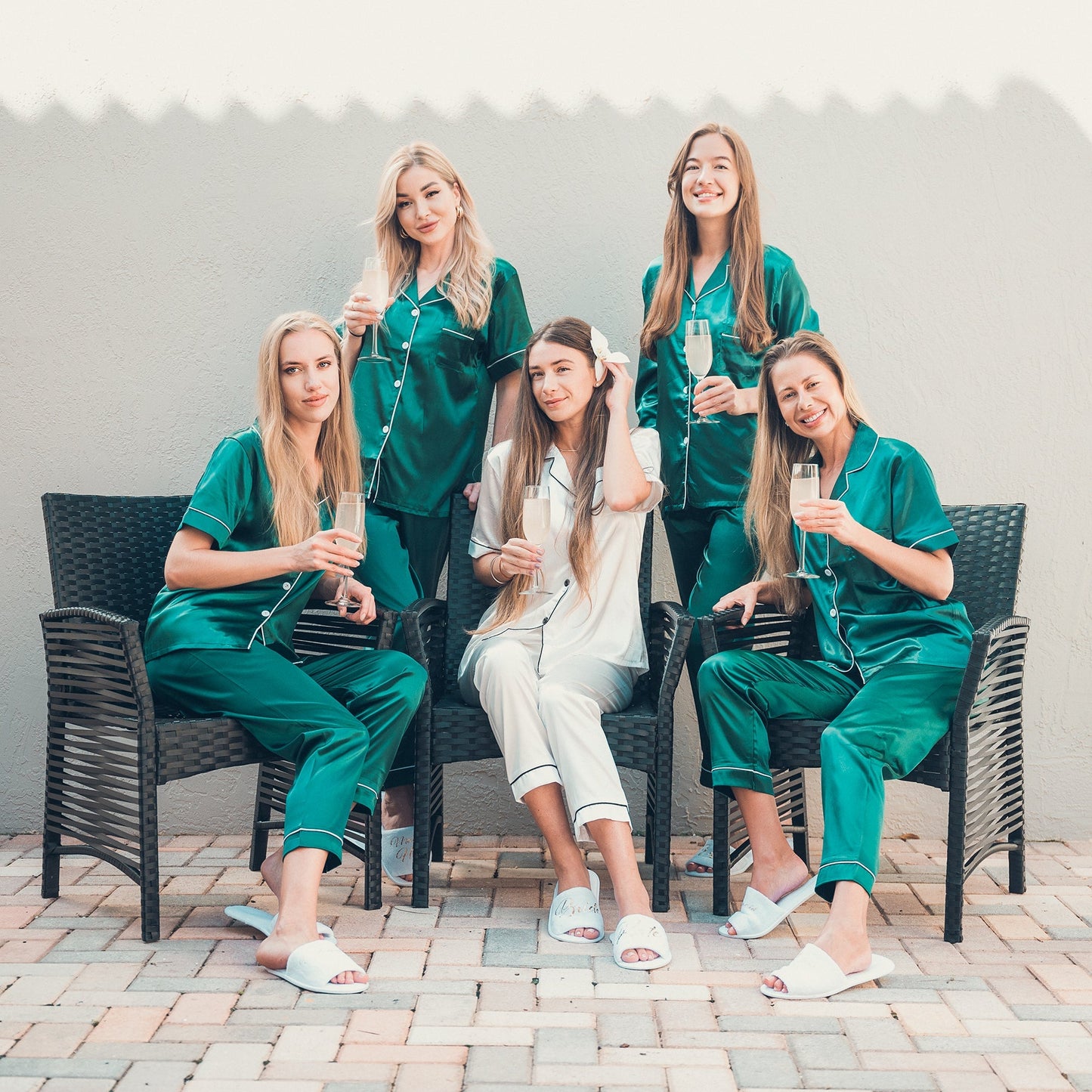 Pajama Set Short Sleeves +Pants Bridal Shower Bridesmaid 