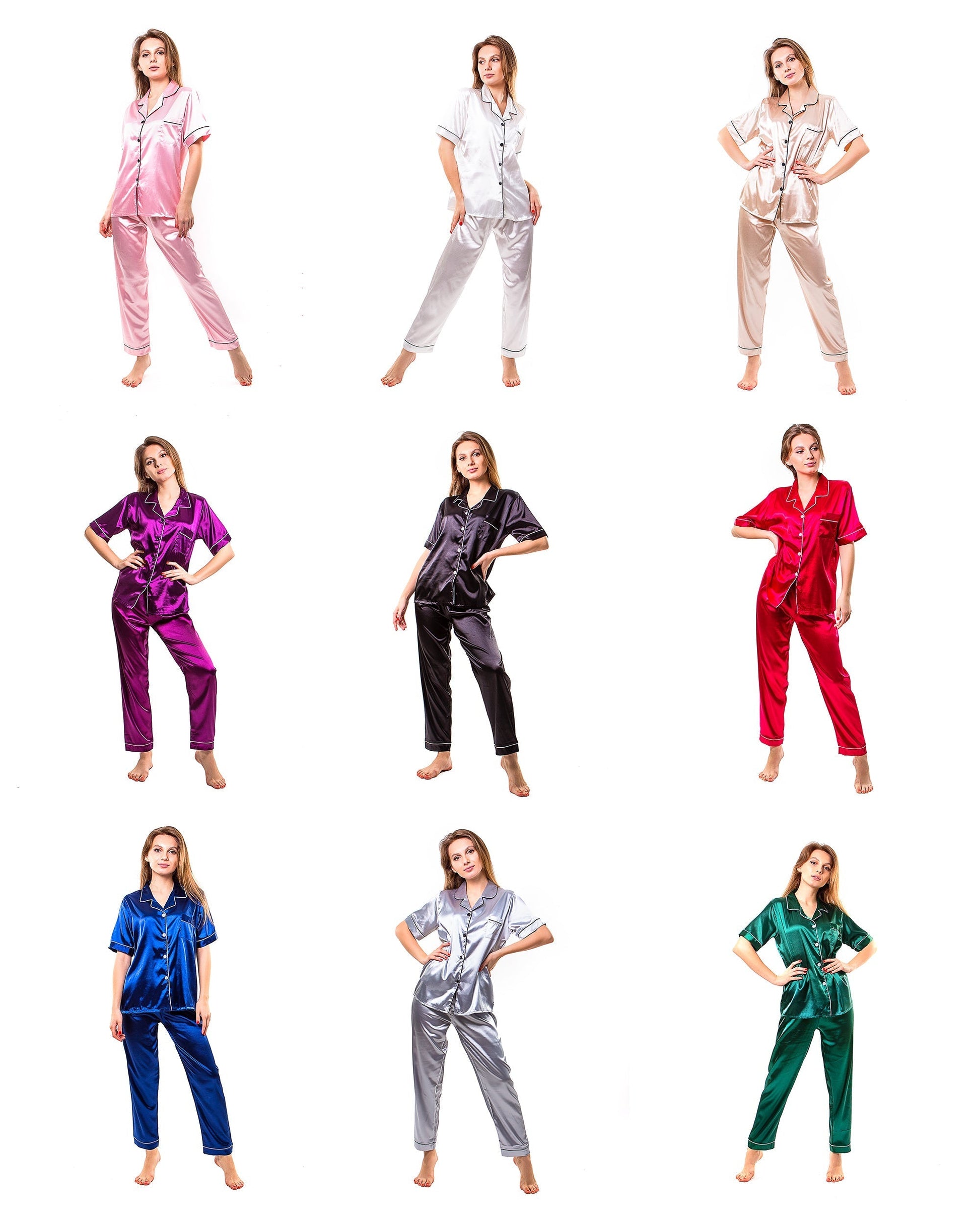 Pajama Set Short Sleeves +Pants Bridal Shower Bridesmaid 