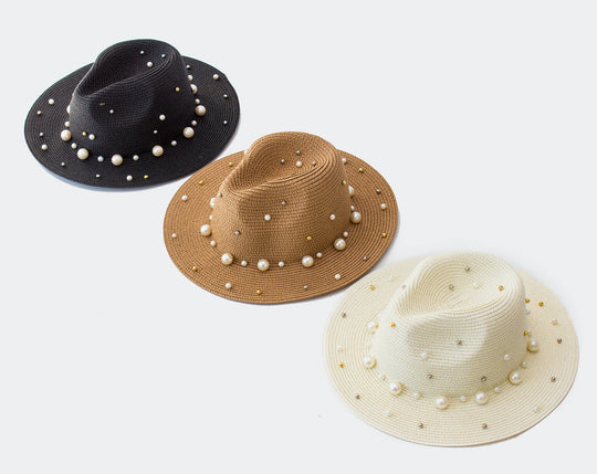 Custom Cowboy Beach Hat with Pearls