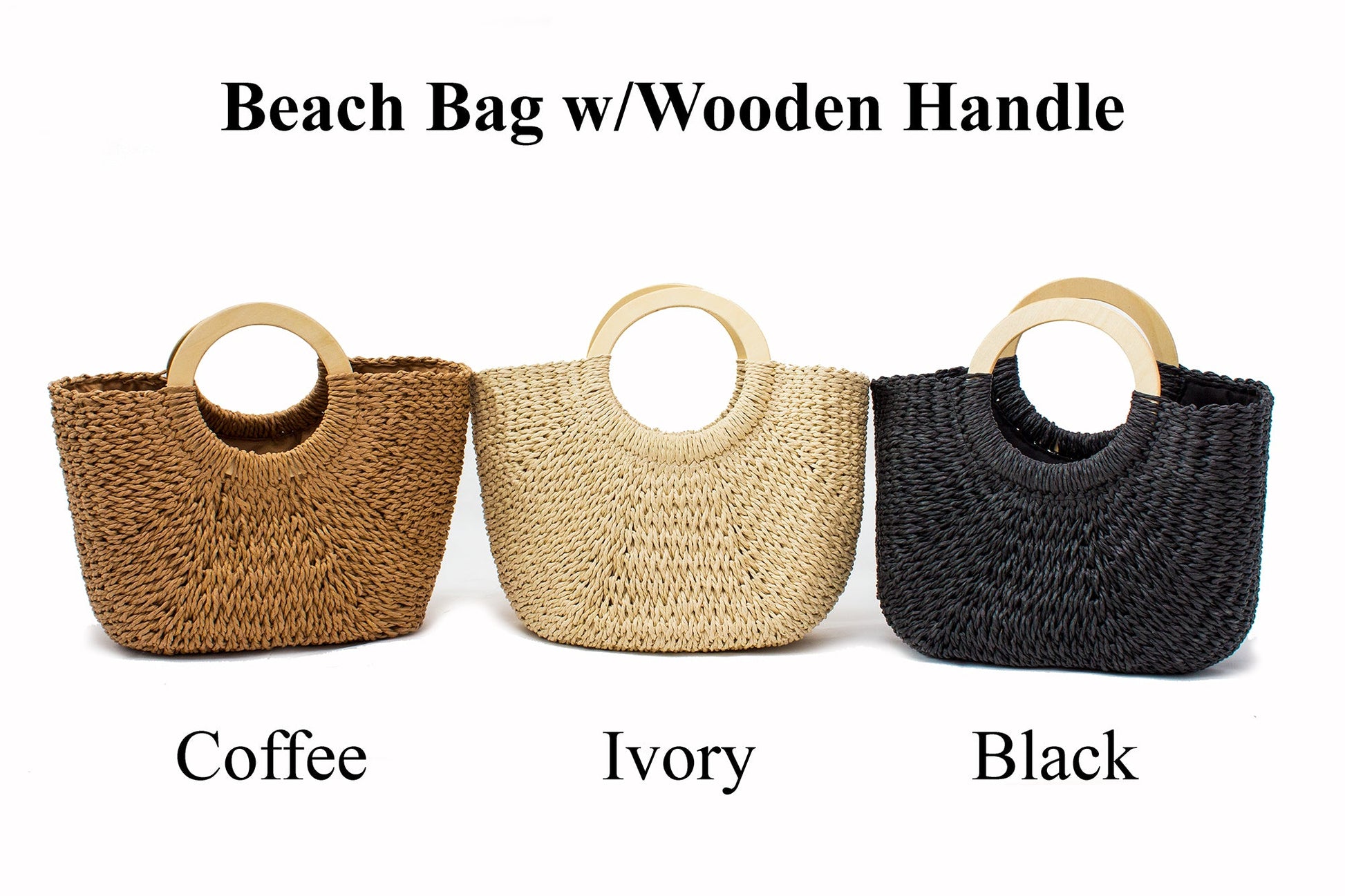 Personalized Beach Bag with Wooden Handle style7 - Beach Bag